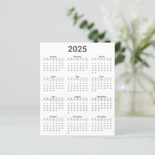 Grijs en wit 2025 Jaarlijkse kalender Papieren Bla (Staand voorkant)