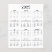Grijs en wit 2025 Jaarlijkse kalender Papieren Bla (Voorkant)