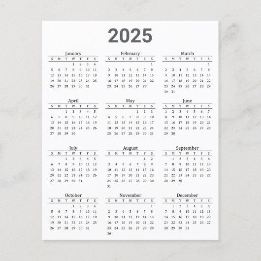 Grijs en wit 2025 Jaarlijkse kalender Papieren Bla (Voorkant)