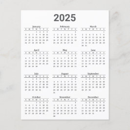 Grijs en wit 2025 Jaarlijkse kalender Papieren Bla