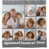 Grijs en Wit 9 Fotocollage met Monogram Douchegordijn (Voorkant)