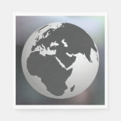 Grijs en wit aardebol kaart servet (Voorkant)