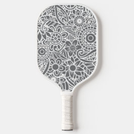 Grijs en wit Abstract Floral Tropisch Hawaiian Pickleball Paddle
