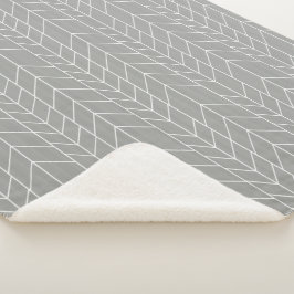 Grijs en wit Abstract Matig Random Herringbone Sherpa Deken