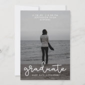 Grijs en wit Afstuderen Fotoaankondiging Aankondiging (Voorkant)