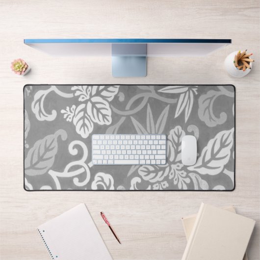 Grijs en wit Art Deco Bloemen Bureau Mat Pad (Kantoor 1)