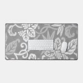 Grijs en wit Art Deco Bloemen Bureau Mat Pad (Keyboard & Muis)