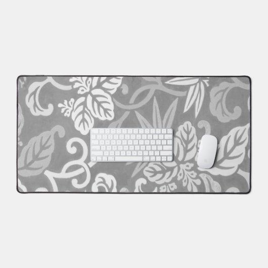 Grijs en wit Art Deco Bloemen Bureau Mat Pad (Keyboard & Muis)