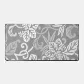 Grijs en wit Art Deco Bloemen Bureau Mat Pad (Voorkant)