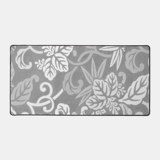 Grijs en wit Art Deco Bloemen Bureau Mat Pad (Voorkant)