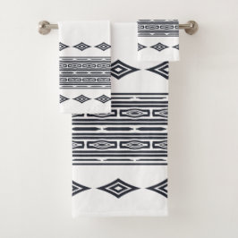 Grijs en wit Aztec Tribal Striped Patroon Bad Handdoek