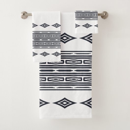 Grijs en wit Azteeks tribal gestreept patroon Bad Handdoek (Insitu)