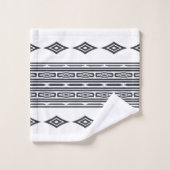 Grijs en wit Azteeks tribal gestreept patroon Bad Handdoek (Wasdoekje)