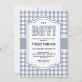 Grijs en wit Baby shower met buffelplaat Kaart (Voorkant)