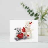 Grijs en wit Beer met Briefkaart van het hart (Staand voorkant)