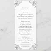 Grijs en wit blad tekening monogram bruiloft menu (Achterkant)