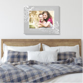 Grijs en Wit Bloemen Fotosjabloon Afbeelding Canvas Afdruk (Insitu (Slaapkamer))