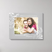 Grijs en Wit Bloemen Fotosjabloon Afbeelding Canvas Afdruk (Voorkant)