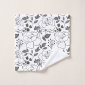 Grijs en Wit Bloemen Ontwerp Bad Handdoek (Wasdoekje)