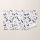 Grijs en Wit Bloemen Ontwerp Bad Handdoek (Handdoek)