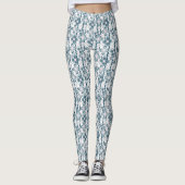 Grijs en wit bloemmotief grijs leggings (Voorkant)