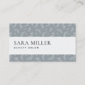 Grijs en wit bloemmotief visitekaartje (Voorkant)