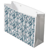 Grijs en wit bloempatroon  grijs groot cadeauzakje (Voorkant Gekanteld)
