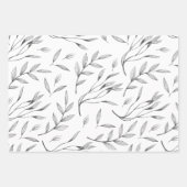 Grijs en wit botanisch inpakpapier set (Voorkant 3)