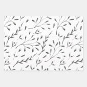 Grijs en wit botanisch inpakpapier set (Voorkant 2)