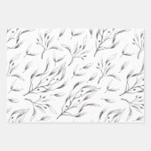 Grijs en wit botanisch inpakpapier set (Voorkant)