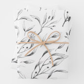 Grijs en wit botanisch inpakpapier set vel (In situ)