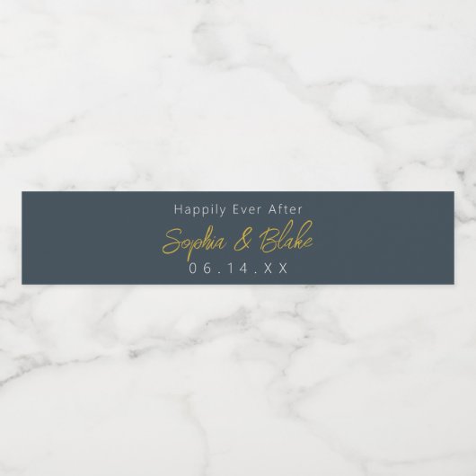 Grijs en Wit Bruiloft Waterfles Etiket (Enkel label)