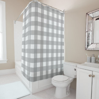 Grijs en Wit Buffalo Check Shower Curtain Douchegordijn