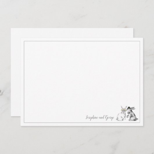 Grijs en wit Bunny Rabbit Kaart (Voorkant / Achterkant)