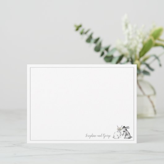 Grijs en wit Bunny Rabbit Kaart (Staand voorkant)