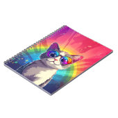 Grijs en wit Cat Dragen Zonnebril Notitieboek (Linkerzijde)