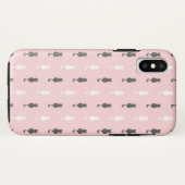 Grijs en wit Cat Silhouette Patroon Roze Case-Mate iPhone Case (Achterkant (horizontaal))