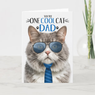 Grijs en wit Cat Vaderdag One Cool Cat Feestdagen Kaart