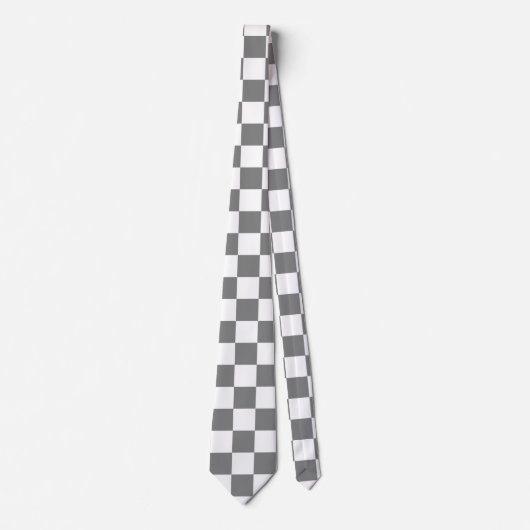 grijs en wit Checkerboard Patroon Stropdas (Voorkant)