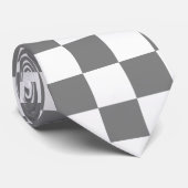 grijs en wit Checkerboard Patroon Stropdas (Opgerold)