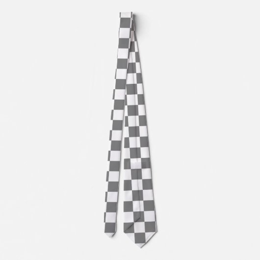 grijs en wit Checkerboard Patroon Stropdas (Achterkant)