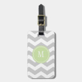 Grijs en wit Chevron Monogram Bagagelabel (Voorkant verticaal)