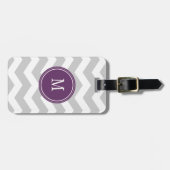 Grijs en wit Chevron Monogram Bagagelabel (Voorkant horizontaal)