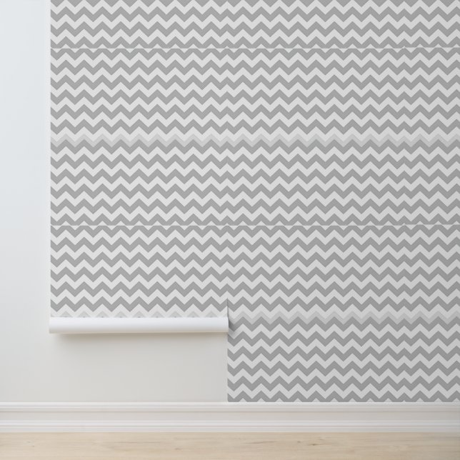 Grijs en wit Chevron patroon Behang (Applicatie)