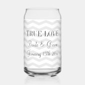 Grijs en wit chevron patroon bruiloft blik glas (Voorkant)