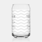 Grijs en wit chevron patroon bruiloft blik glas (Links)