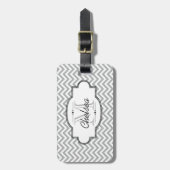 Grijs en wit Chevron Stripe Bagagelabel (Voorkant verticaal)