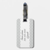 Grijs en wit Chevron Stripe Bagagelabel (Achterkant verticaal)