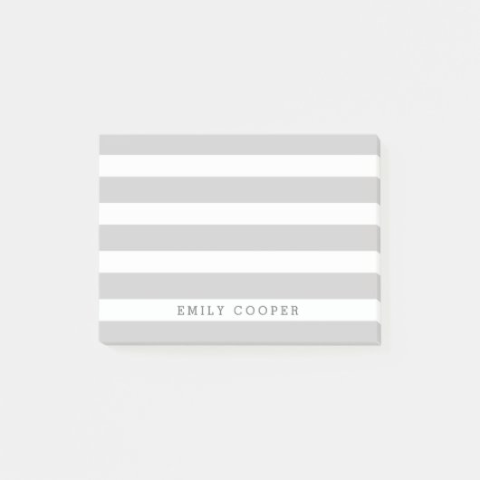Grijs en wit Classic Stripes Monogram Post-it® Notes (Voorkant)