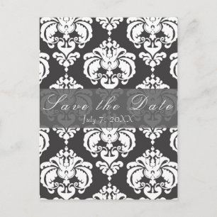 Grijs en wit Damascus Chic Wedding Save the Date Aankondigingskaart